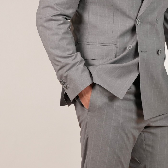 Abito doppio petto gessato largo -...