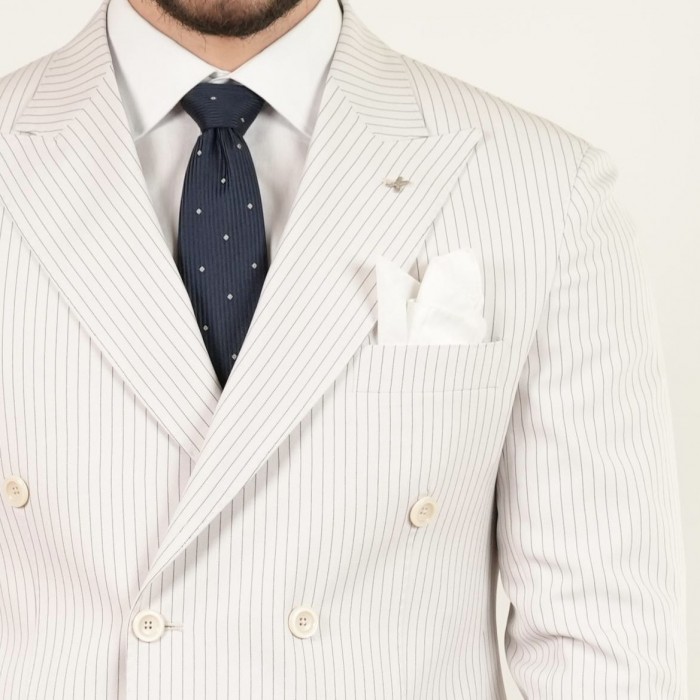 Abito doppio petto gessato - Bianco