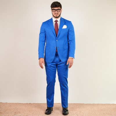 Abito monopetto gessato Blu