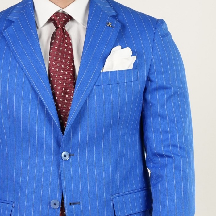 Abito monopetto gessato Blu