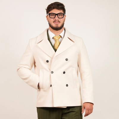 Cappotto doppio petto in lana - Bianco