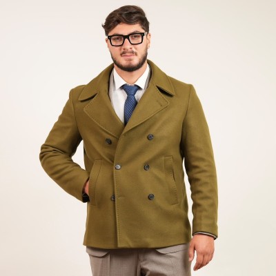 Cappotto doppio petto in lana - Verde