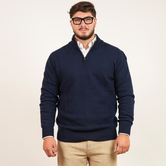 Maglia mezza zip in lana - Blu