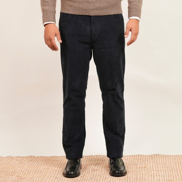 Pantalone 5 tasche velluto a coste - Blu