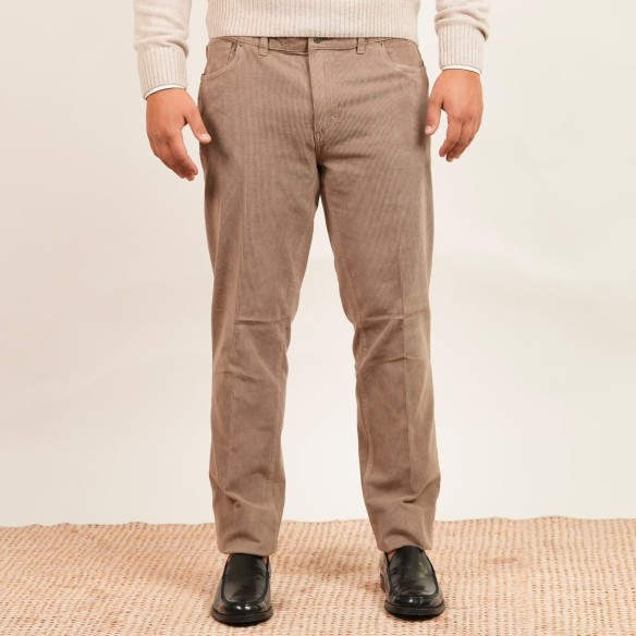 Pantalone 5 tasche velluto a coste - Tortora