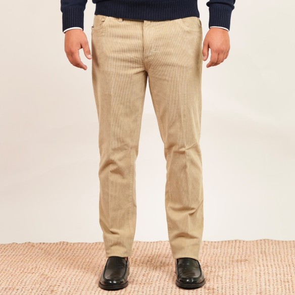 Pantalone 5 tasche velluto a coste - Beige