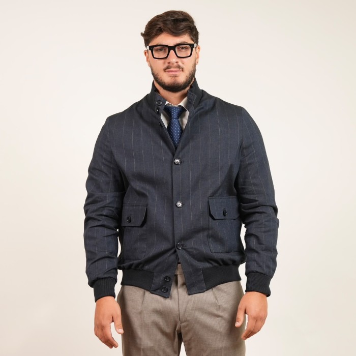 Giubbotto in lino e cotone - Blu