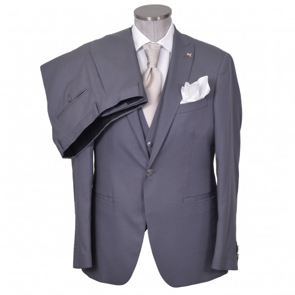 Abito da cerimonia 3 pezzi microtramatura in lana grigio 900002