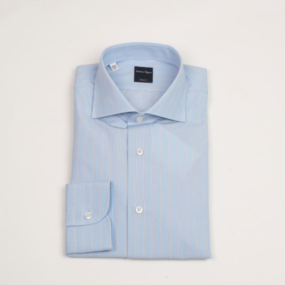Camicia celeste rigo marrone
