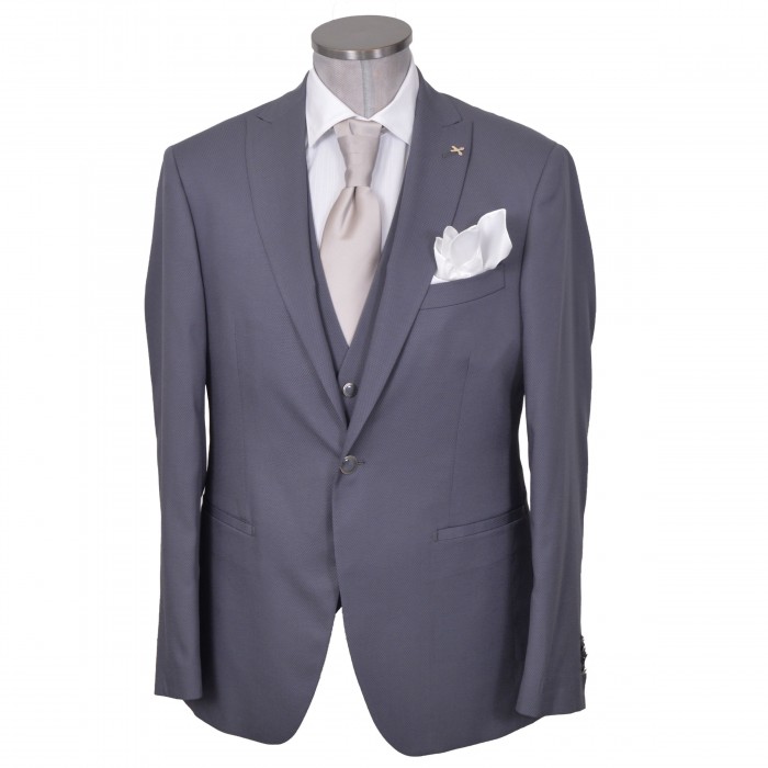 Abito da cerimonia 3 pezzi microtramatura in lana grigio 900002