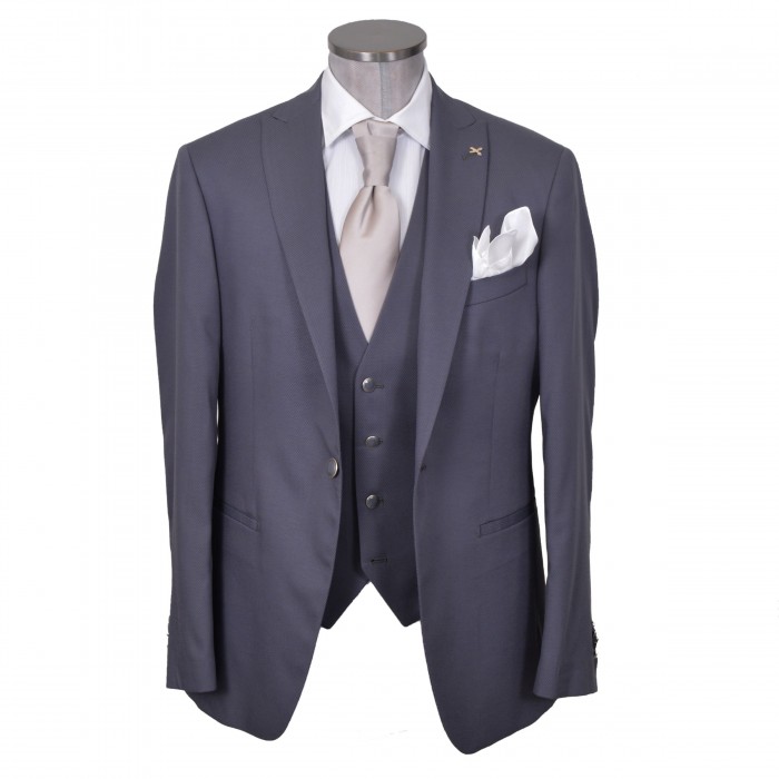 Abito da cerimonia 3 pezzi microtramatura in lana grigio 900002