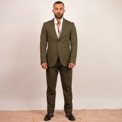Abito monopetto - Verde tessuto elastico