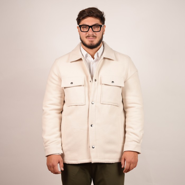 Giubbotto overshirt in tessuto - Bianco