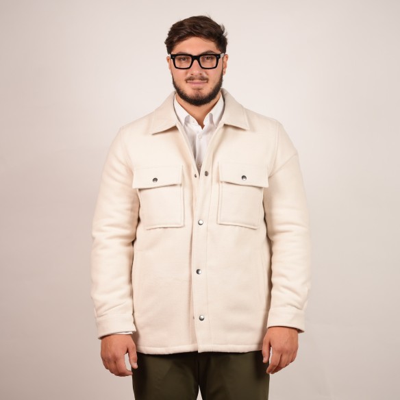 Giubbotto overshirt in tessuto - Bianco