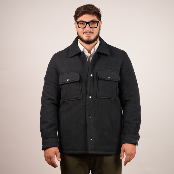 Giubbotto overshirt in tessuto - Blu