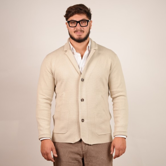 Cardigan blazer 3 bottoni - Panna