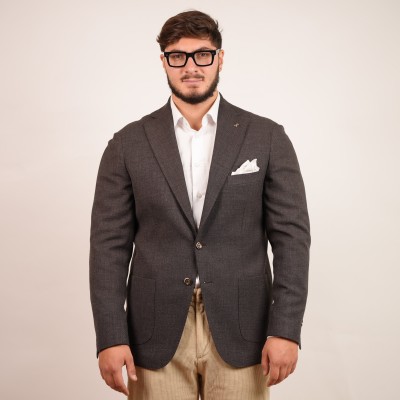 Giacca monopetto in lana e cashmere - Moro