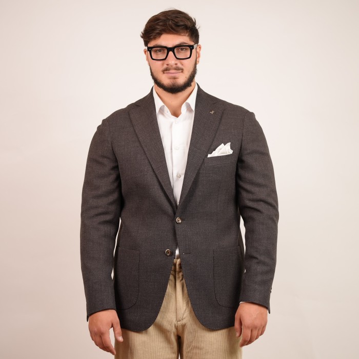 Giacca monopetto in lana e cashmere - Moro