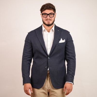Giacca monopetto in lana e cashmere - Blu