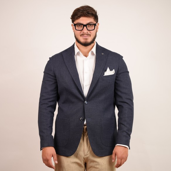 Giacca monopetto in lana e cashmere - Blu