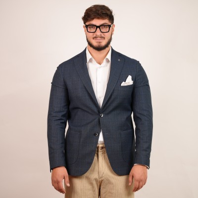 Giacca monopetto galles - Blu