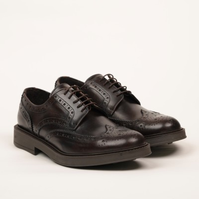 Scarpa Brouge allacciata abrasivata - Moro