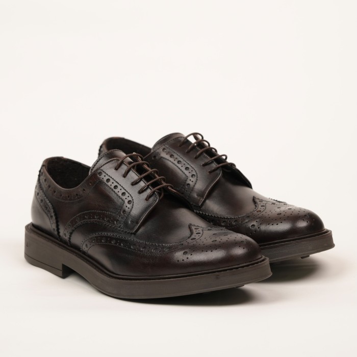 Scarpa Brouge allacciata abrasivata - Moro