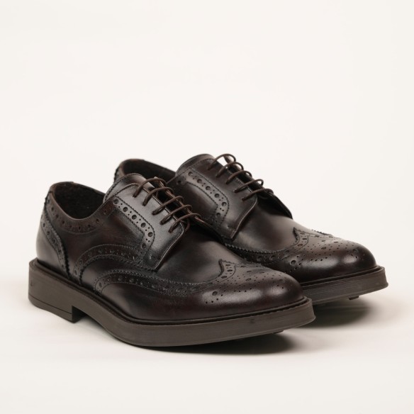 Scarpa Brouge allacciata abrasivata - Moro