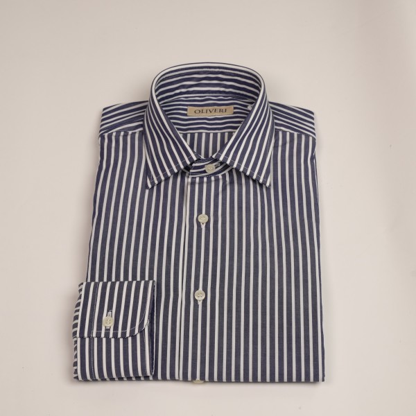 Camicia a bastoncini bianchi e blu