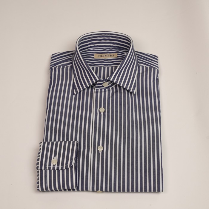 Camicia a bastoncini bianchi e blu