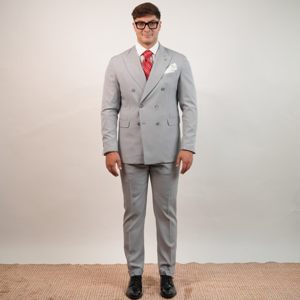 Abito doppio petto gessato - Grigio