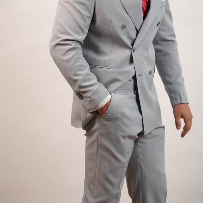 Abito doppio petto gessato - Grigio