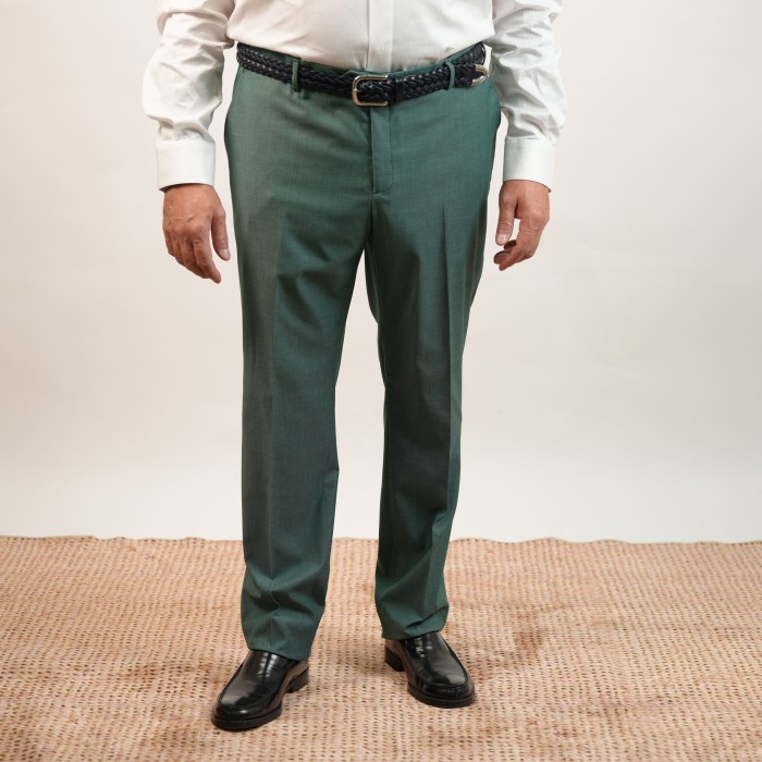 Pantalone microfantasia drop 4 in lana - Verde