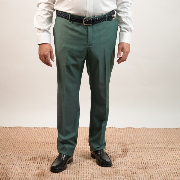 Pantalone microfantasia drop 4 in lana - Verde