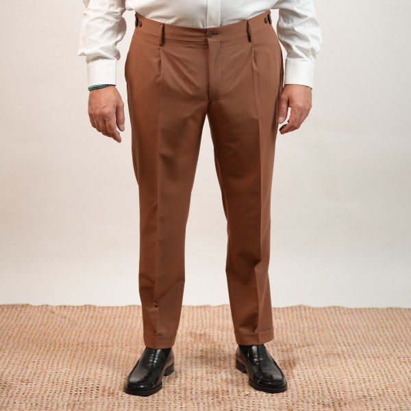 Pantalone drop 4 in lana - Moro