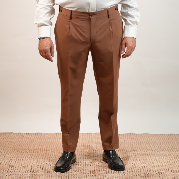 Pantalone drop 4 in lana - Moro