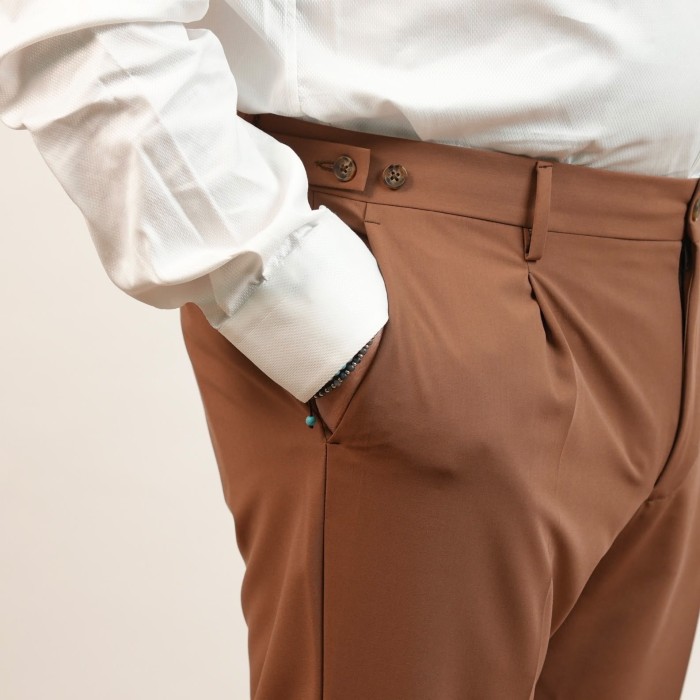 Pantalone drop 4 in lana - Moro