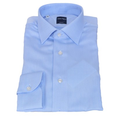 Camicia in cotone disegno Oxford azzurra 6000
