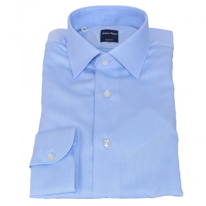 Camicia in cotone disegno Oxford azzurra 6000