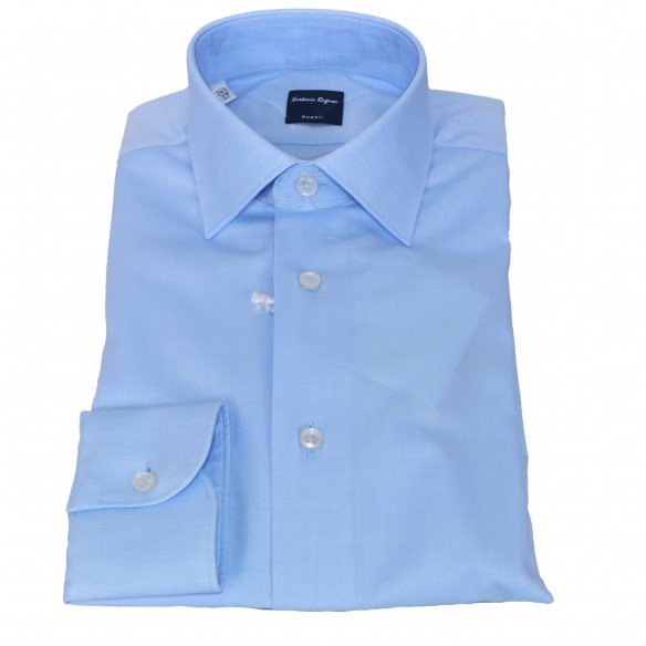 Camicia in cotone microtramatura celeste 8016